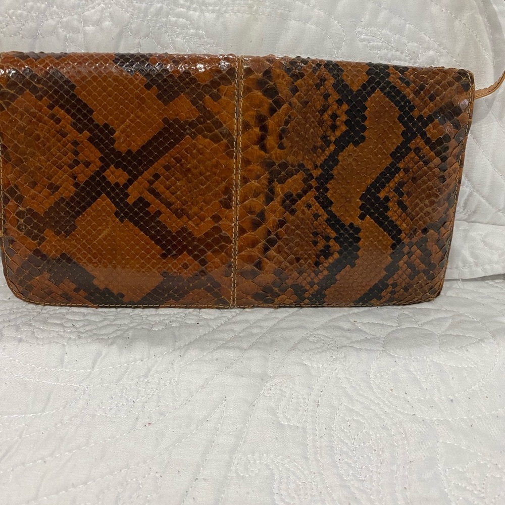 Purse vintage clutch real leather with removable shoulder straps- Burdines brand